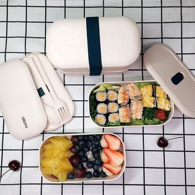 Non-Thermos Bamboo Fiber Bento Box BPA Free No Melamine Sustainable for Picnic Lunch