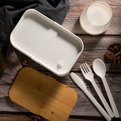BPA Free Microwavable Food Storage Container with Eco Friendly Bamboo Lid and Cutlery