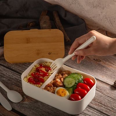 BPA Free Microwavable Food Storage Container with Eco Friendly Bamboo Lid and Cutlery