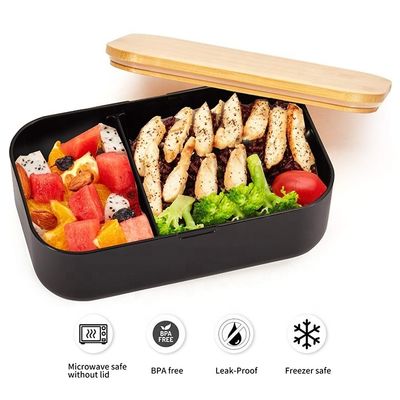 280g Microwave Safe Refrigerated One Layer Lunch Box with Bamboo Cover 1000ML Capacity
