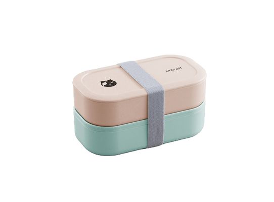 Convenient Microwavable Bamboo Fiber 2-Layer Lunch Bento Box for Office and Outdoor