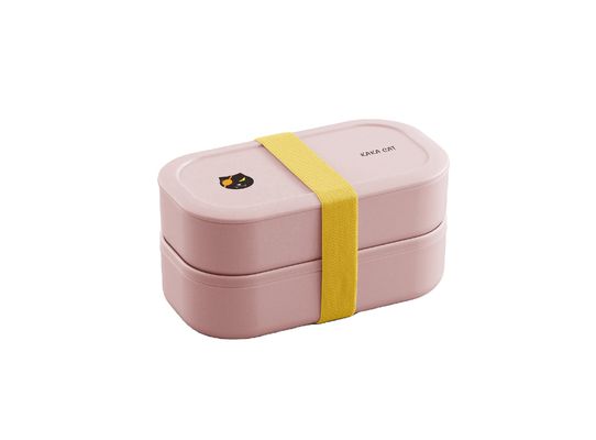 Convenient Microwavable Bamboo Fiber 2-Layer Lunch Bento Box for Office and Outdoor