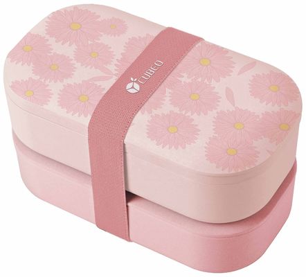 Rectangle BPA Free Eco Custom Logo Plastic Storage Bento Box with Cutlery and Movable Divider