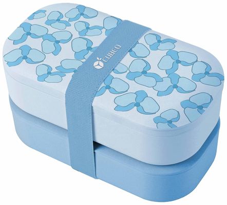 Rectangle BPA Free Eco Custom Logo Plastic Storage Bento Box with Cutlery and Movable Divider