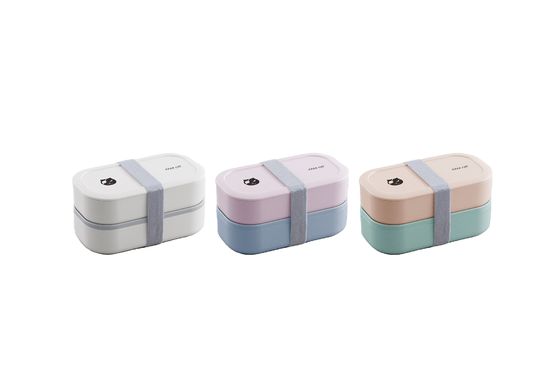 Convenient Microwavable Bamboo Fiber 2-Layer Lunch Bento Box for Office and Outdoor
