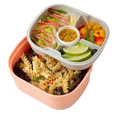 1720 ml 2 in 1  Inner Tray and Sauce Jar BPA Free Set Plastic Salad Bowl with Lid