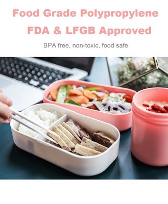 Convenient Microwavable Bamboo Fiber 2-Layer Lunch Bento Box for Office and Outdoor