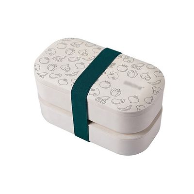 Custom Logo and Pattern 1200ml Eco Stackable Double Bamboo Fiber Microwave Safe Bento Box