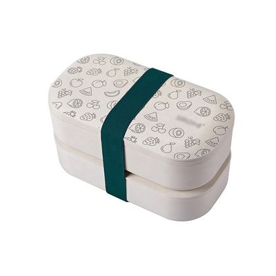 Custom Logo and Pattern 1200ml Eco Stackable Double Bamboo Fiber Microwave Safe Bento Box