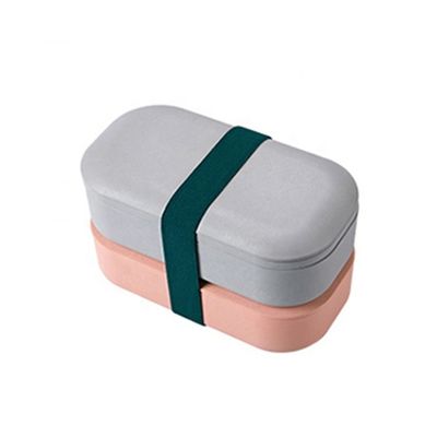 Custom Logo and Pattern 1200ml Eco Stackable Double Bamboo Fiber Microwave Safe Bento Box