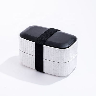 Portable Dual Tier Eco-Friendly Banana Leaf Design BPA-Free Lunch Box with Cutlery Lid
