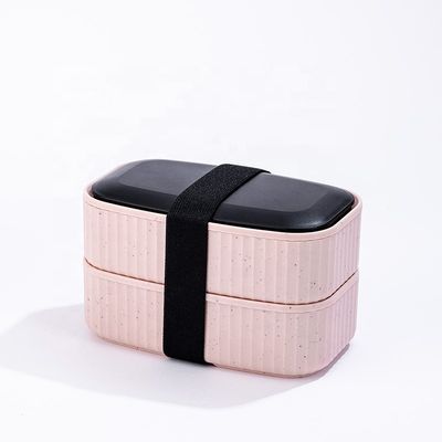 Portable Dual Tier Eco-Friendly Banana Leaf Design BPA-Free Lunch Box with Cutlery Lid