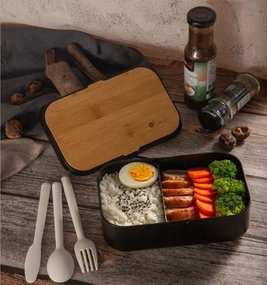 T105A 19.5*12.25*7.35cm Acceptable Keep Fresh Lunch Box with Bamboo Lid