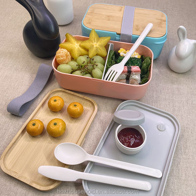 T105A 19.5*12.25*7.35cm Acceptable Keep Fresh Lunch Box with Bamboo Lid