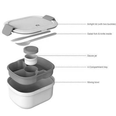 Modern Large Salad Bowl with Spoon and Fork 190*150*100 mm PP Inner Tray