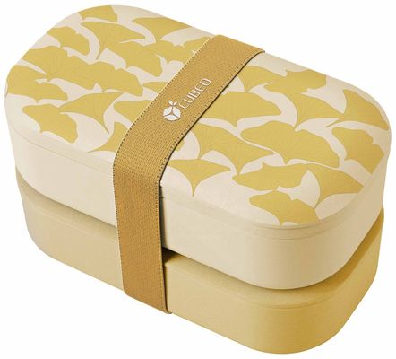 Bamboo Fiber BPA Free Lunch Box with Cutlery 4 Lattice  450g with Plastic, PP, Bamboo fiber