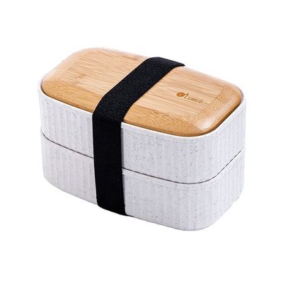 Customized Color Dual Tier Bamboo Lid Lunch Box for Large Capacity Portable Bento Box