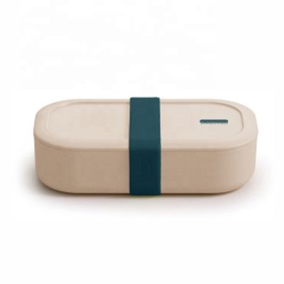 Single Tier Customized Logo Bamboo Fiber Lunch Box for Easy Picnic and Bento Storage
