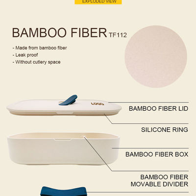 Single Tier Customized Logo Bamboo Fiber Lunch Box for Easy Picnic and Bento Storage