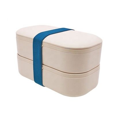 Double Layer Lunch Box with Spoon Microwave Safe Food Container 189.5*105*113 mm