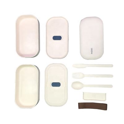 Colorful 1200ml Double Layer Eco Friendly Salad Bento Lunch Box with Bag and Cutlery