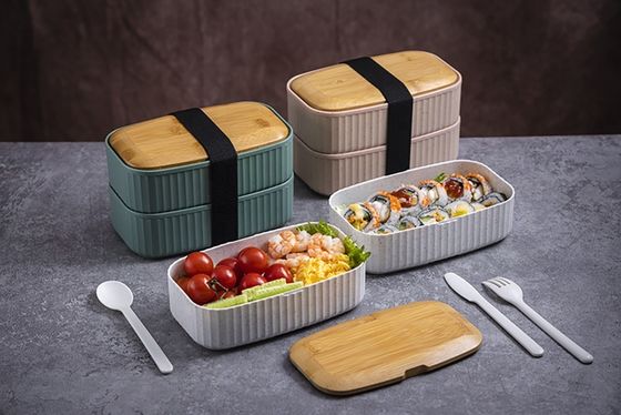 2-Layer Eco Fridge Food Container Set with Sustainable Bamboo Lid and Customized Logo