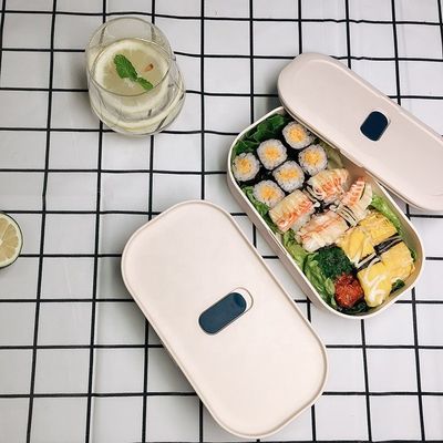 Lightweight and Spacious 363g Reusable Double Layer Bento Box with Cutlery