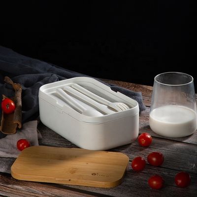 Leak-Proof Plastic BPA-Free Eco Bamboo Bento Lunch Box for Freezer and Microwave Safe