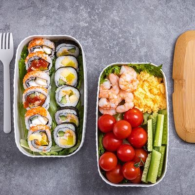 T119A  Eco Friendly Bamboo Yumbox with Leakproof  Cutlery 201*125*125mm