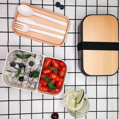 Leak-proof BPA Free Bento Lunch Box One Layer Eco-Friendly Food Container with Cutlery