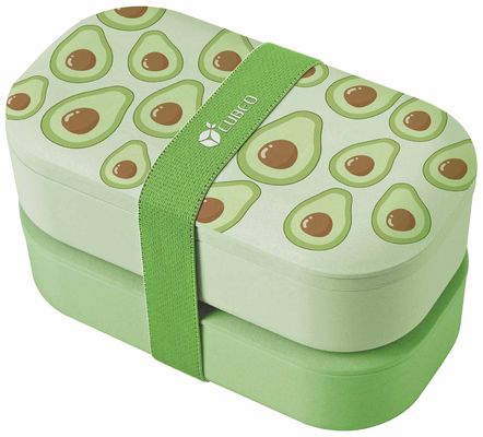 2-Layer Food Container Fridge Dual Tier Bamboo Bento Box for Kids Eco Friendly BPA Free