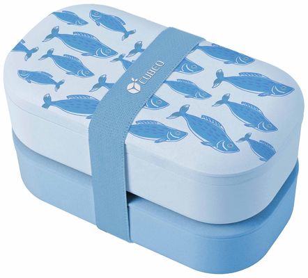 2-Layer Food Container Fridge Dual Tier Bamboo Bento Box for Kids Eco Friendly BPA Free