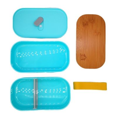 Easy Clean Round Corner Lunch Box Set with Double Layer and 2 Dividers Capacity 1-3L 298g