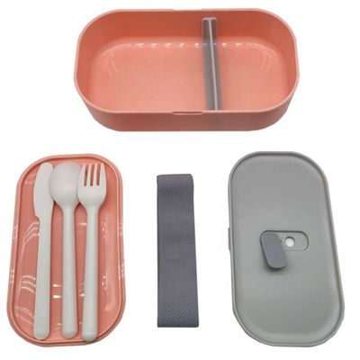 Sample Free Sample Food Grade Microwave Safe Plastic Bento Lunch Box with Cutlery 226g