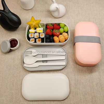 Sample Free Sample Food Grade Microwave Safe Plastic Bento Lunch Box with Cutlery 226g