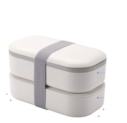 UV Printing Double Layer Customized Plastic Bento Lunch Box with Divider and Cutlery