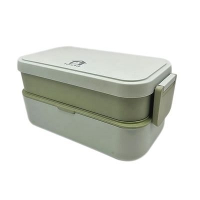 Eco-Friendly Bamboo Fiber Rectangle Lunch Box with Soup Container and Reusable Cutlery Set