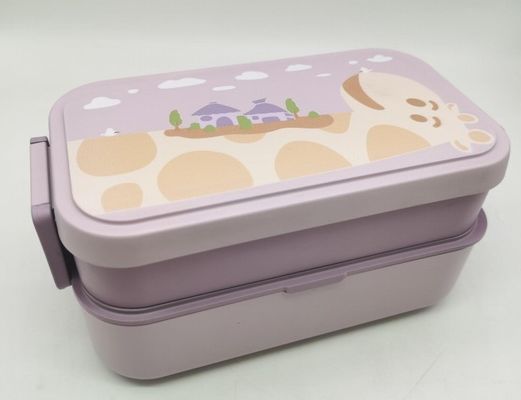 Eco-Friendly Bamboo Fiber Rectangle Lunch Box with Soup Container and Reusable Cutlery Set