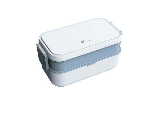 Customized Logo Rectangle Lunch Box with Eco-Friendly PP Plastic and Bamboo Fiber