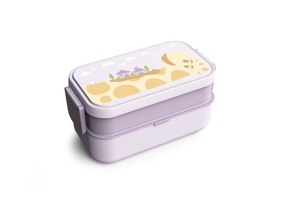 Customized Logo Rectangle Lunch Box with Eco-Friendly PP Plastic and Bamboo Fiber