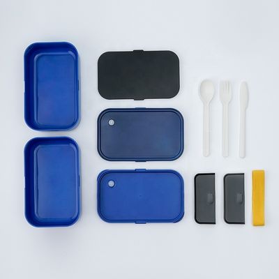 2-Layer Fridge Food Container 2000ml Plastic Bento Lunch Box with  Print