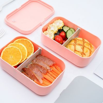 2-Layer Fridge Food Container 2000ml Plastic Bento Lunch Box with  Print