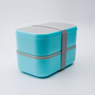 2-Layer Fridge Food Container 2000ml Plastic Bento Lunch Box with  Print