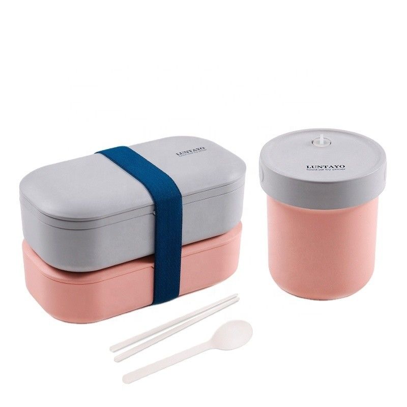 378g Stackable 2 Tier Custom BPA Free Leakproof Kids Bento Lunch Box Set with Bag