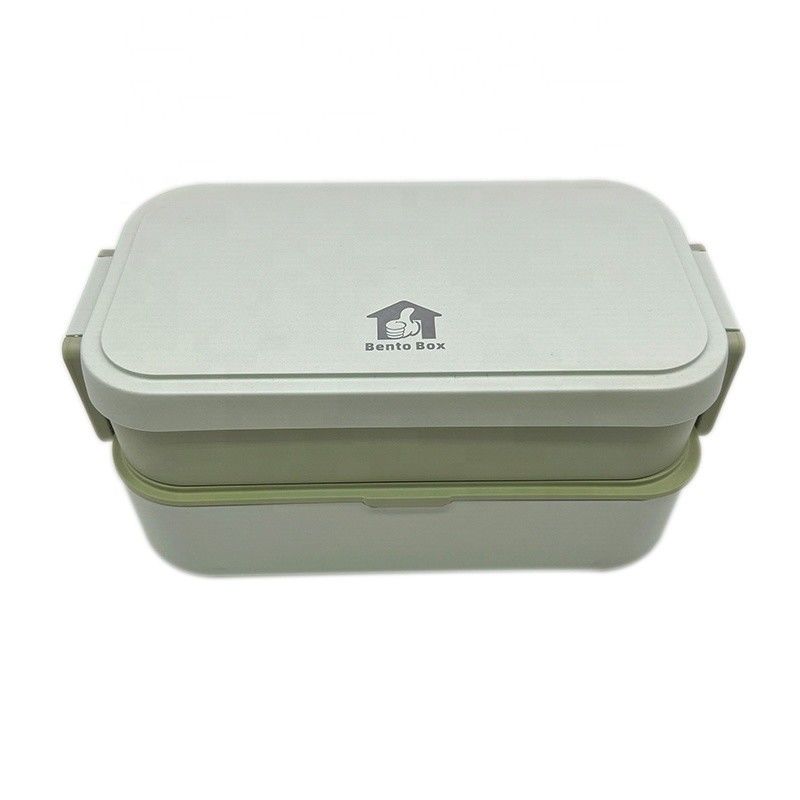 Eco-Friendly Bamboo Fiber Rectangle Lunch Box with Soup Container and Reusable Cutlery Set