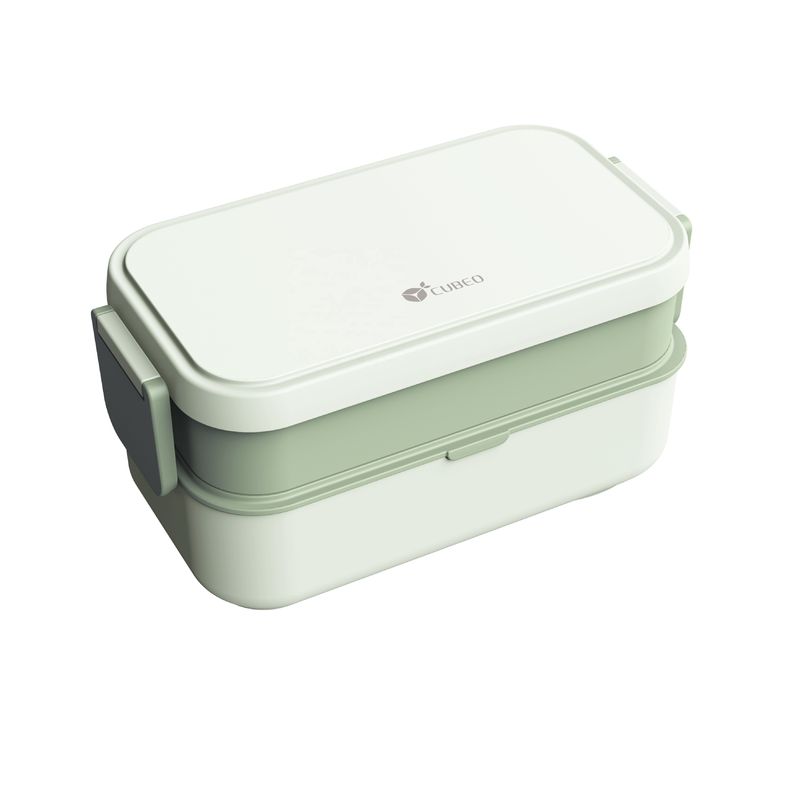 Customized Logo Rectangle Lunch Box with Eco-Friendly PP Plastic and Bamboo Fiber